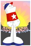 armless blue_clothing blue_hat blue_headwear clothed clothing diaper eyes_closed hat headgear headwear male red_clothing red_hat red_headwear red_topwear solo standing sunrise topwear wearing_diaper white_body white_diaper heyitsjaq homestar_runner humanoid hi_res