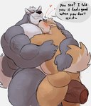 anthro barazoku big_muscles big_penis blush blush_lines canid canine canis duo embrace english_text erection foreskin fox fox_mccloud genitals heart_symbol hi_res hug huge_muscles huge_penis male male/male mammal muscular nintendo nude nude_male pecs penis speech_bubble star_fox text thick_penis thick_thighs vein veiny_muscles veiny_penis vitashi wolf wolf_o'donnell