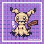 ambiguous_gender black_body black_ear_tips black_markings border clothing dipstick_ears ear_markings feral legless markings multicolored_ears pattern_background pseudo_tail purple_background rag red_cheeks simple_background solo stick white_border yellow_clothing pixelgodoy nintendo pokemon generation_7_pokemon ghost mimikyu pokemon_(species) spirit 1:1 2022 artist_name digital_media_(artwork) hi_res pixel_(artwork)