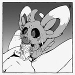 bodily_fluids cum duo feral genital_fluids genitals interspecies male male/male oral penis pokephilia jfurby nintendo pokemon generation_5_pokemon human mammal minccino pokemon_(species) absurd_res comic greyscale hi_res monochrome