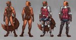 abs anthro armor armwear athletic athletic_anthro athletic_male balls biceps brown_body chest_armor clothed clothing digitigrade flaccid foreskin fox_tail fur genitals hair humanoid_genitalia humanoid_penis knight leg_armor legwear male melee_weapon multicolored_body navel nude off/on orange_body orange_fur orange_hair partially_retracted_foreskin pecs penis plate plate_armor short_hair shoulder_armor solo sword tail two_tone_body warrior weapon ansart eugene_(ordell) canid canine canis fox mammal red_fox true_fox 2023 hi_res model_sheet