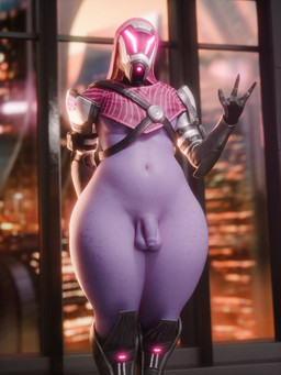 3_fingers armor balls belly boots bottomless bottomless_male butt city cityscape clothed clothing femboy fingers flaccid footwear foreskin freckled_belly freckled_butt freckled_crotch freckled_legs freckled_thighs freckles futuristic genitals gesture headgear helmet humanoid_genitalia humanoid_penis male navel nipple_slip penis pink_clothing pink_glow pink_light purple_body purple_skin science_fiction shoes small_penis solo standing thick_thighs waving waving_at_viewer wide_hipped_humanoid wide_hipped_male window seurat bioware electronic_arts mass_effect zal_(seurat) alien humanoid quarian 2025 3:4 3d_(artwork) absurd_res blender_(artwork) digital_media_(artwork) hi_res