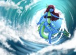 anthro blue_body breasts clothing female outside panties sea solo tail underwear water waterscape wave mykegreywolf jewish_mythology mythology aquatic_dragon dragon leviathan marine mythological_creature mythological_marine mythological_scalie scalie wingless_dragon 2023 digital_media_(artwork) hi_res