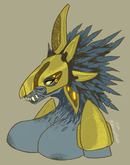 anthro areola armor big_breasts black_body black_feathers breasts face_covered feather_hair feathered_crest feathers female head_crest headgear helmet looking_away non-mammal_breasts pseudo_hair pupils sharp_teeth simple_background slit_pupils solo spaulder teeth yellow_eyes spartankay515 halo_(series) microsoft xbox_game_studios alien avian kig-yar scalie t'vaoan bust_portrait colored hi_res portrait