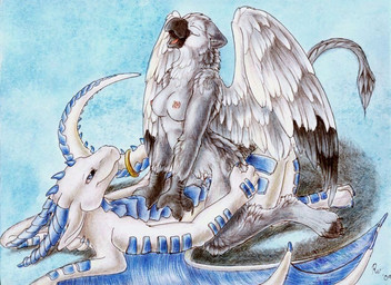 anthro beak blue_eyes bodily_fluids breasts cowgirl_position cum cum_in_vagina cum_inside duo eyes_closed feathered_wings feathers female female_on_top female_penetrated from_front_position genital_fluids genitals interspecies lying male male/female male_on_bottom male_penetrating male_penetrating_female nipples non-mammal_breasts non-mammal_nipples nude on_back on_bottom on_top orgasm penetration penile penile_penetration penis penis_in_vagina sex straddling tail vaginal vaginal_penetration vulva wings ruaidri mythology byzil avian dragon gryphon mythological_avian mythological_creature mythological_scalie scalie 2009