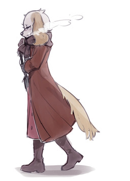 anthro boots clothed clothing female footwear jacket scarf shoes simple_background solo topwear white_background mzhh aggretsuko sanrio inui_(aggretsuko) borzoi canid canine canis domestic_dog hunting_dog mammal sighthound 2020 digital_media_(artwork) hi_res shaded