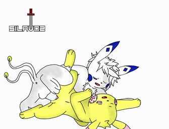 anus bodily_fluids butt clitoris drooling duo female feral fur genital_fluids genitals hand_holding heart_eyes heart_symbol male male/female open_mouth penetration penile penile_penetration penis penis_in_vagina saliva saliva_string sex spread_legs spreading vaginal vaginal_fluids vaginal_penetration vulva white_body white_fur yellow_body yellow_fur silavos nintendo pokemon milachu silavos_snow generation_1_pokemon pikachu pokemon_(species) animated archived_source