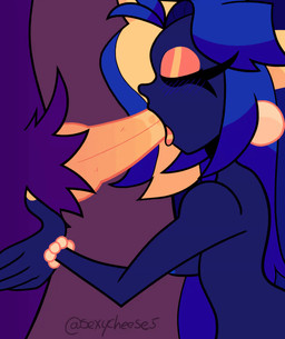 blue_body breasts duo eyes_closed fellatio female genitals hair long_hair makeup male male/female nipples oral oral_penetration penetration penile penis purple_body sex yellow_penis sexycheese5 a_hat_in_time blue_(sexycheese5) fan_character snatcher_(ahit) ghost humanoid spirit animated hi_res