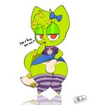 anthro balls big_penis bottomwear clothed clothing erection femboy fur genitals green_body green_fur huge_thighs male penis pose seductive sexy_eyes shirt short_stack simple_background skirt smile solo tail thick_thighs topwear ruimu_kiou mocho animal_humanoid domestic_cat felid felin feline felis humanoid mammal absurd_res hi_res