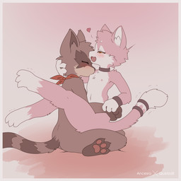 anthro anthro_on_anthro arms_around_partner arms_around_waist biped blush blush_lines border breasts claws collar dipstick_tail duo eyelashes eyes_closed facial_markings female female_anthro female_on_top finger_claws from_front_position fur gloves_(marking) grey_body grey_ears grey_fur hand_behind_head head_markings heart_symbol interspecies kneeling leg_markings looking_pleasured male male/female male_anthro male_on_bottom markings mask_(marking) mastery_position multicolored_body multicolored_fur narrowed_eyes navel nipple_fetish nipple_play nipple_suck nipples nude nude_anthro nude_female nude_male on_bottom on_top open_mouth pawpads pink_body pink_border pink_ears pink_fur pink_nipples pink_pawpads pink_tail red_scarf red_tongue scarf sex sitting small_breasts socks_(marking) striped_body striped_fur striped_markings striped_tail stripes sucking tail tail_markings teeth toe_claws tongue two_tone_body two_tone_fur white_body white_breasts white_fur white_inner_ear white_markings white_tail white_tail_tip yellow_eyes ancesra darkmirage ancesra_(ancesra) quetzalli_(darkmirage) assimilative_feline felid feline mammal procyonid raccoon 1:1 2021 absurd_res artist_collaboration digital_media_(artwork) hi_res signature