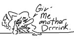 anthro beverage chibi clothed clothing dialogue female hair long_hair long_snout snout solo text toony wings faustanon cavemanon_studios snoot_game tusk_(snoot_game) dinosaur prehistoric_species pterodactylus pterosaur reptile scalie black_and_white english_text monochrome sketch