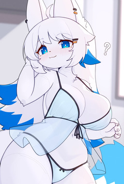 5_fingers anthro biped blue_clothing blue_underwear bra breasts claws clothed clothed_anthro clothed_female clothing female finger_claws fingers front_view fur hair kemono lingerie looking_at_viewer navel panties smile solo standing tail topwear underwear devil-vox bella_(devil-vox) canid canine fox mammal 2026 digital_drawing_(artwork) digital_media_(artwork) hi_res