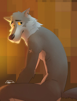 anthro ear_piercing fluffy fluffy_tail looking_back male nude piercing sitting solo tail yellow_sclera lopezthewolf epic_games fortnite wendell_(fortnite) canid canine canis mammal wolf digital_media_(artwork) hi_res
