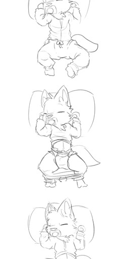 anthro balls clothing diaper eyes_closed flaccid foreskin genitals male pacifier penis sleeping small_penis solo toddler undressing unretracted_foreskin young young_anthro young_male battler canid canine canis mammal wolf 1:3 absurd_res hi_res monochrome sketch