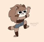 anthro bottomwear bra clothing crop_top dancing female midriff shirt shorts simple_background solo tail topwear underwear mooncarl distraction_dance melting_(character) mammal procyonid raccoon animated animation_meme frame_by_frame hi_res loop meme seamless_loop short_playtime