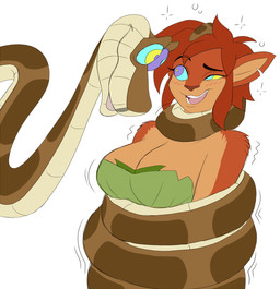 anthro anthro_on_feral bare_shoulders bestiality big_breasts blush blush_lines breasts brown_body brown_fur brown_hair brown_scales cleavage clothed clothed_anthro clothed_female clothing coiling coiling_around_body coiling_around_neck dominant dominant_feral dominant_male duo eye_contact female female_anthro female_on_feral feral fur green_clothing hair hypnosis hypnotic_eyes leaf_clothing looking_at_another male male/female male_feral male_on_anthro mind_control motion_lines notched_ear open_mouth restrained_arms ringed_eyes scales simple_background smile squeezing strapless_clothing submissive submissive_anthro submissive_female tail_on_head white_background plsgts activision spyro_the_dragon the_jungle_book elora kaa_(jungle_book) deer faun_(spyro) indian_python mammal python reptile scalie snake 2019