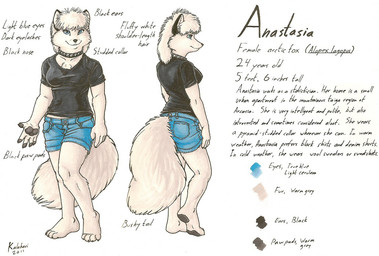 4_toes 5_fingers anthro barefoot biped black_ears black_nose black_pawpads blue_eyes bottomwear breasts claws clothed clothing collar feet female finger_claws fingers fluffy fluffy_tail fur hair heel_pad humanoid_hands multicolored_body multiple_angles multiple_poses pawpads paws pose shorts side_view simple_background soles solo studded_collar studs tail text toe_claws toes two_tone_body white_background white_body white_claws white_fur white_hair white_inner_ear winter_pelt kalahari anastasia_(kalahari) arctic_fox canid canine fox mammal true_fox 2011 english_text handwritten_text marker_(artwork) mixed_media model_sheet pen_(artwork) traditional_media_(artwork)
