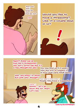anthro bodily_fluids dialogue duo exclamation_point hairy male male/male male_human moving_boxes profanity suggestive_dialogue sweat sweatdrop text dropsofmoonlight mario_bros nintendo bowser mario human humanoid koopa mammal scalie absurd_res comic english_text hi_res