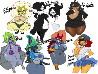 areola big_breasts big_butt biped breasts butt clothed clothing crouching female group hair headgear headwear looking_at_viewer looking_back pupils simple_background smile text thick_thighs three-quarter_view jyto nintendo pokemon cyclops eldegoss generation_8_pokemon human humanoid mammal pokemon_(species) 2025 4:3 hi_res