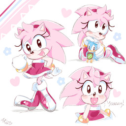 blush bodily_fluids clothing crying dress duo eyelashes female fur happy heart_symbol open_mouth pink_body pink_fur tears text piink-rose sega sonic_adventure sonic_the_hedgehog_(series) amy_rose amy_rose_(adventure_1_concept_design) eulipotyphlan flicky hedgehog mammal 1:1 absurd_res english_text hi_res
