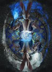 5_fingers abstract_background anthro blue_clothing blue_magic blue_robe clothing fingers gesture grey_body male muscular raised_hand red_eyes robe solo symmetry_(rotational) white_magic andrea_bolognsese hasbro magic:_the_gathering wizards_of_the_coast kwain lagomorph leporid mammal rabbit 2021 absurd_res digital_media_(artwork) hi_res