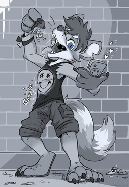 anthro bodily_fluids dangling_by_tail drooling feet group gurgle_(sound_effect) held_by_tail imminent_vore livestream male micro open_mouth paws pinned pinned_by_foot pinned_to_ground saliva saliva_string size_difference solo_focus teeth toes tongue tongue_out uvula fandroit donnie_(sugarpunk) mammal mouse murid murine procyonid raccoon rodent hi_res