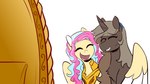 accessory armor blue_hair brown_body brown_hair duo female hair hair_accessory hairband horn mirror pink_hair wings redxbacon mythology fan_character glory_day_(character) parch_well_(oc) equid equine mammal mythological_creature mythological_equine pegasus unicorn 16:9 hi_res widescreen