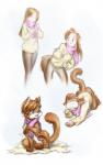 blue_eyes brown_body brown_fur brown_hair clothed clothing female fur hair human_to_feral scarf simple_background sitting solo species_transformation transformation white_background 12-tf domestic_cat felid feline felis mammal 2016 hi_res