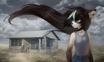 anthro black_hair black_nose blue_eyes building clothed clothing cloud detailed_background female grass hair house plant sky solo standing wind iskra mai_karmel domestic_cat felid feline felis mammal 2017 5:3 digital_media_(artwork) hi_res shaded