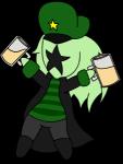 alcohol beer beverage boots bottomwear chibi clothed clothing container cup female footwear green_body green_hair green_skin hair hat headgear headwear holding_object jacket long_hair not_furry pants shirt shoes simple_background solo standing star topwear transparent_background standing_tough starbound mrs_bartender humanoid novakid 2016 alpha_channel animated digital_media_(artwork) low_res short_playtime