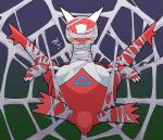 ambiguous_gender arthropod_webbing blindfold blush bound open_mouth solo web_blindfold web_bondage web_gag kageyama nintendo pokemon generation_3_pokemon latias legendary_pokemon pokemon_(species) 2018