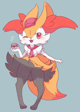 3_toes 4_fingers ambiguous_anthro ambiguous_gender anthro arm_tuft biped black_body black_fur blush cheek_tuft chest_tuft clothing coffee_cup container cup cute_fangs digitigrade dipstick_tail facial_tuft fangs featureless_crotch feet fingers flat_chested front_view fur grey_background hat headgear headwear hip_tuft holding_object inner_ear_fluff knock-kneed looking_at_viewer markings mostly_nude_ambiguous mostly_nude_anthro multicolored_body multicolored_fur one_eye_closed open_:3 open_mouth open_smile orange_body orange_eyes orange_fur orange_inner_ear_fluff orange_nose orange_tail_tip pointy_ears pokeball pokeball_coffee_cup pokeball_cup prick_ears red_ascot red_clothing red_hat red_headwear shoulder_tuft simple_background smile solo standing tail tail_markings teeth toes tongue tuft two_tone_tail white_body white_fur wink winking_at_viewer yellow_body yellow_fur yellow_tail sanaa653 nintendo pokemon pokemon_cafe_remix braixen canid generation_6_pokemon mammal pokemon_(species) 2020 cel_shading colored digital_drawing_(artwork) digital_media_(artwork) hi_res japanese_description shaded translated_description