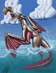 dragon_dolphin feral fish fish_in_mouth fishing fully_submerged jumping male_(lore) marine orrieu_(oc) outside partially_submerged scalie sea sky skyscape solo swimming the-art-junky water wet