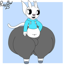 3_fingers alternate_universe anthro belly big_belly big_butt black_mouth black_sclera blue_background blue_clothing blue_hoodie blue_tongue blue_topwear border bottomwear bulge butt clothing cropped_hoodie femboy fingers grey_bottomwear grey_clothing grey_hooves grey_leggings grey_legwear grey_nose grey_pants hoodie hooves huge_butt huge_thighs hyper hyper_butt leggings legwear male navel open_mouth open_smile pants simple_background slightly_chubby slightly_chubby_anthro slightly_chubby_male smile solo tail thick_thighs three-quarter_view tight_clothing tongue topwear white_body white_border white_ears white_eyes white_tail reathe microsoft ori_(series) xbox_game_studios ori_(ori) guardian_spirit 1:1 2025 colored digital_drawing_(artwork) digital_media_(artwork) flat_colors hi_res signature