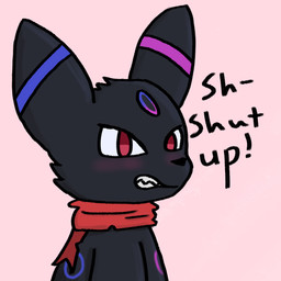 alternate_color angry anthro arm_markings bared_teeth black_body black_fur blush female fur light_blush markings monotone_background red_eyes red_scarf scarf simple_background solo teeth text sakairaito nintendo pokemon moon_roiko eeveelution generation_2_pokemon pokemon_(species) umbreon 1:1 hi_res female_(lore)