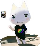 anthro blush clothing lgbt_pride male playstation_button_symbol pride_colors rainbow_pride_colors shirt six-stripe_rainbow_pride_colors smile solo topwear flshtwo playstation sony_corporation sony_interactive_entertainment toro_inoue domestic_cat felid feline felis mammal