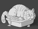 feral food fur half-closed_eyes lasagna male mouth_closed narrowed_eyes pasta shadow sitting solo tray pursuitsnail garfield_(series) garfield_the_cat domestic_cat felid feline felis mammal black_and_white digital_media_(artwork) low_res monochrome shaded sketch