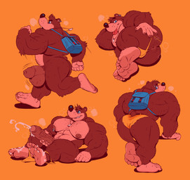 5_fingers 5_toes anthro anus backpack balls barefoot big_penis bite biting_lip blue_eyes bodily_fluids breath brown_body brown_fur clothing cum cum_on_feet cum_on_own_feet cum_on_self cumshot ear_piercing ejaculation erection feet fingers flaccid foreskin fur genital_fluids genitals humanoid_feet humanoid_genitalia humanoid_penis looking_at_viewer looking_back looking_back_at_viewer lying male masturbation mostly_nude muscular muscular_anthro muscular_male nipple_piercing nipple_ring nipples on_side pecs penile penile_masturbation penis piercing plantigrade ring_piercing running sitting soles solo standing thong toes tongue tongue_out underwear vein veiny_penis mezcal_(artist) banjo-kazooie rareware banjo_(banjo-kazooie) bear mammal absurd_res hi_res