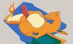 blue_eyes claws erection genitals male orange_body penis simple_background solo tail wings filumbitu nintendo pokemon charizard generation_1_pokemon pokemon_(species) scalie 5:3 hi_res shaded simple_shading