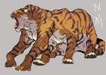 absurd_res ajayi_(ryo_sumiyoshi) countershading felid felid_taur hi_res male mammal mammal_taur multi_limb muscular muscular_male open_mouth pantherine pantherine_taur ryo_sumiyoshi solo striped_body stripes taur teeth tigaro tiger tiger_taur