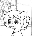 ambiguous_form clothing earth_pony equid equine fan_character female ficficponyfic hasbro horse mammal monochrome my_little_pony pony ruby_rouge_(colt_quest) solo