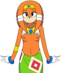 anthro blue_eyes bottomwear breasts clothing female looking_at_viewer nipples skirt solo sourlemonade sega sonic_adventure sonic_the_hedgehog_(series) tikal_the_echidna echidna mammal monotreme absurd_res hi_res