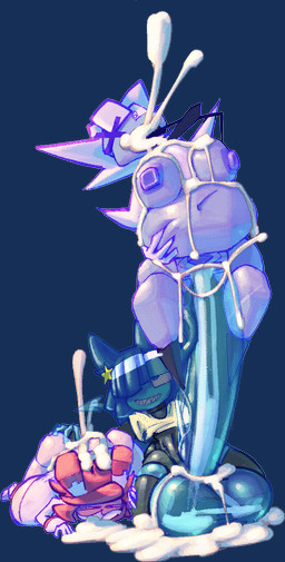 abdominal_bulge anal anal_penetration anthro balls big_balls big_breasts big_penis blue_balls blue_body blue_hair blue_penis bodily_fluids breasts carrying_another clothing cum cum_from_mouth cum_in_mouth cum_inflation cum_inside cum_pool cum_vomit dipstick_ears ear_markings erection excessive_cum excessive_genital_fluids female female_anthro female_penetrated furgonomics genital_fluids genitals gloves group group_sex hair handwear huge_balls huge_penis hyper hyper_balls hyper_genitalia hyper_penis inflation legwear male male/female male_penetrating male_penetrating_female markings multicolored_ears navel nipples penetration penile penile_penetration penis penis_in_ass pink_hair red_hair scarf sex shirt simple_background thigh_highs threesome topwear translucent translucent_body translucent_penis transparent_background trio vein veiny_penis white_clothing white_shirt white_topwear bitwily kai_(bitwily) demon felid feline ghost humanoid hybrid mammal spirit 2025 aliasing alpha_channel digital_media_(artwork) dithering hi_res