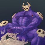 abs balls bodily_fluids body_hair bone cum erection excessive_cum excessive_genital_fluids genital_fluids genitals glans humanoid_genitalia humanoid_penis male male_humanoid masturbation muscular muscular_humanoid muscular_male nipple_piercing nipples pecs penis piercing purple_body skull skull_head solo masedumpy kolac_(ankounope) demon demon_humanoid humanoid 1:1 digital_drawing_(artwork) digital_media_(artwork) hi_res