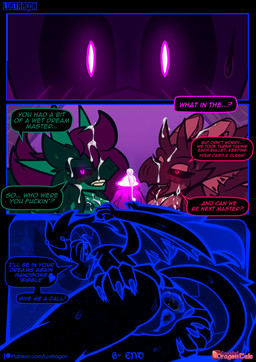 anthro anus areola blush bodily_fluids body_blush breasts butt comic_panel cum cum_drip cum_in_hair cum_in_mouth cum_inside cum_on_body cum_on_breasts cum_on_face cumshot dialogue dripping duo ejaculation erection female fur furniture gaping gaping_anus gaping_vagina genital_fluids genitals glowing glowing_body glowing_eyes glowing_genitalia glowing_outline glowing_penis hair horn jewelry kissing knot male nails nipples non-mammal_vulva nude penis profanity sex smile speech_bubble sweat tail text vaginal_fluids vulva wings lustragon mythology dark_queen_(iestraig) lust_(lustragon) obsidian_(iestragon) shade_(iestragon) demon_dragon dragon mythological_creature mythological_scalie scalie absurd_res comic digital_drawing_(artwork) digital_media_(artwork) english_text hi_res url