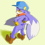 anthro baseball_cap butt clothing collar footwear gloves hands_on_hips handwear hat headgear headwear looking_at_viewer looking_back male mostly_nude shoes solo tongue tongue_out jimnydaisuki bandai_namco klonoa_(series) klonoa domestic_cat felid feline felis hybrid lagomorph leporid mammal rabbit 1:1 hi_res