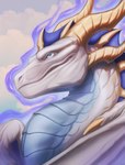 blue_eyes blue_membrane dorsal_frill feral frill_(anatomy) horn male membrane_(anatomy) membranous_wings scales solo teeth ventral_scales white_body white_scales wings yellow_horn wia mythology aether_(cool534) dragon mythological_creature mythological_scalie scalie hi_res