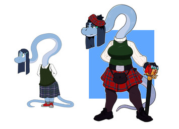 5_fingers abstract_background anthro belt belt_buckle beret big_breasts black_clothing black_gloves black_handwear blue_body blue_hair blue_scales bottomwear breasts buckle clothing eyelashes female fingerless_gloves fingers gloves green_clothing green_topwear green_vest hair handwear hat headgear headwear kilt legwear long_hair long_neck long_tail multicolored_body multicolored_scales pantyhose scales scottish snout solo staff sweater tail teal_eyes topwear two_tone_body two_tone_scales vest buffysaintfury cavemanon_studios snoot_game nessie_(snoot_game) loch_ness_monster reptile scalie 2025 digital_drawing_(artwork) digital_media_(artwork) hi_res reference_image