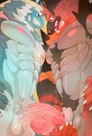 anthro balls beard claws facial_hair foreskin genitals headband_only humanoid_genitalia humanoid_penis male male/male muscular muscular_anthro muscular_male mustache nipples penis pink_nipples pink_nose solo vein veiny_penis white_claws howltheartist nintendo pokemon generation_5_pokemon generation_7_pokemon incineroar pokemon_(species) samurott 2025 colored hi_res