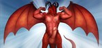 abs anthro balls biceps big_balls big_penis chest_tattoo erection flexing flexing_bicep flexing_both_biceps genitals glans grin horn jewelry male muscular muscular_male nipple_piercing nipples nude pecs penis piercing red_body smile solo tail tattoo thigh_up wings slutmongrel european_mythology mythology renildr dragon mythological_creature mythological_scalie scalie western_dragon absurd_res hi_res